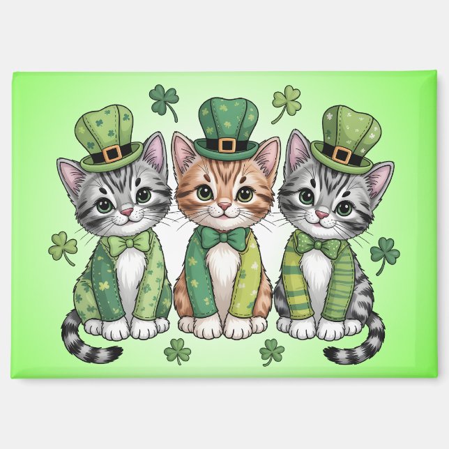 Lucky St. Patrick’s Day Kittens-47474 Magnet (Front)