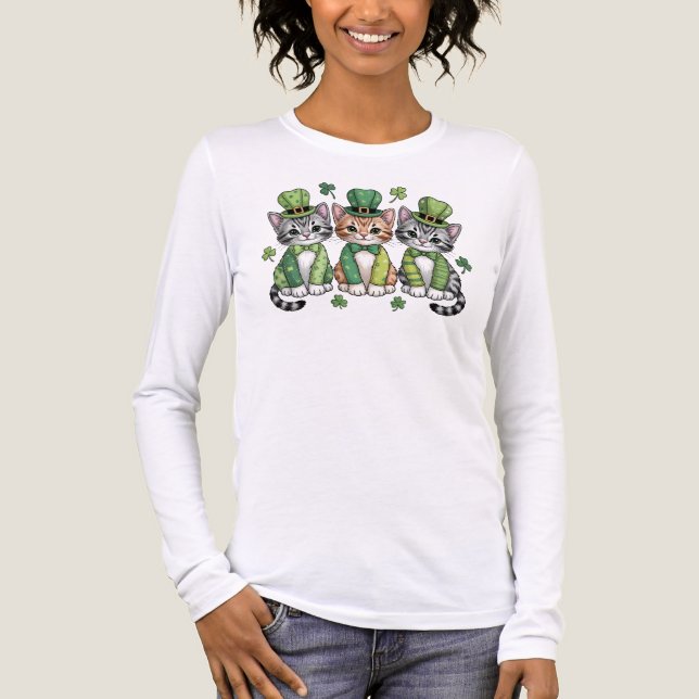 Lucky St. Patrick’s Day Kittens-47474 Tri-Blend Shirt (Front)