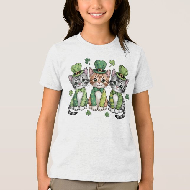 Lucky St. Patrick’s Day Kittens-47474 Tri-Blend Shirt (Front)