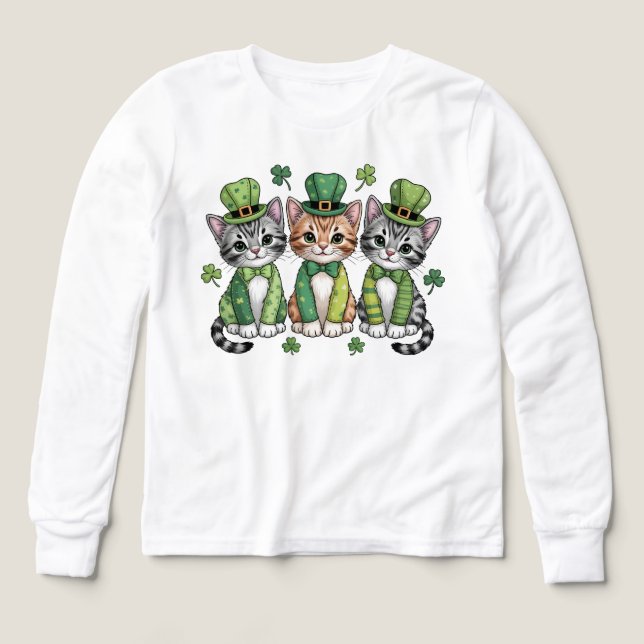 Lucky St. Patrick’s Day Kittens-47474 Tri-Blend Shirts (Design Front)