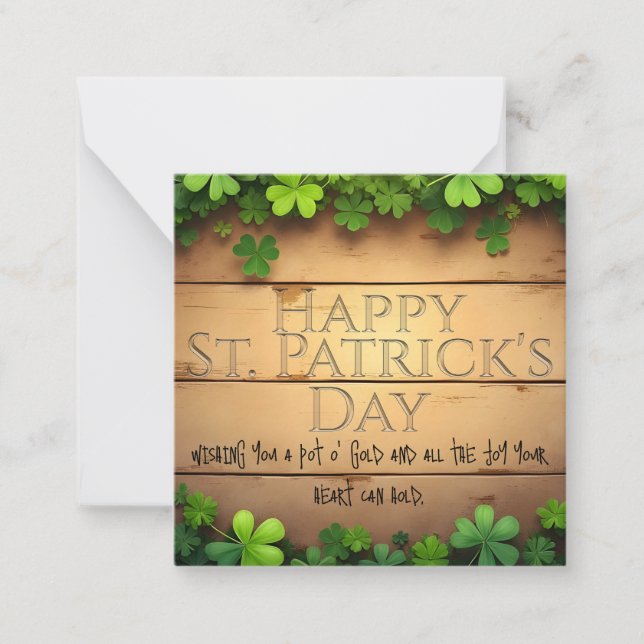 Lucky St. Patrick’s Day Wishes 🍀 Note Card (Front)