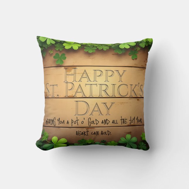 Lucky St. Patrick’s Day Wishes 🍀 Throw Pillow (Front)