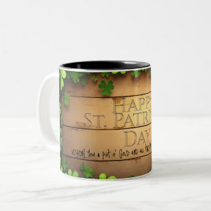 Lucky St. Patrick’s Day Wishes 🍀 Two-Tone Coffee Mug