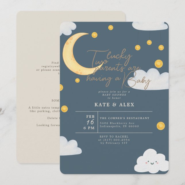 Lucky St Patrick's Boy Blue Baby Shower Invitation (Front/Back)