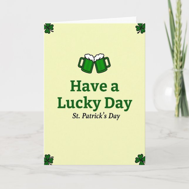 Lucky St Patricks Day Beer Card (Front)