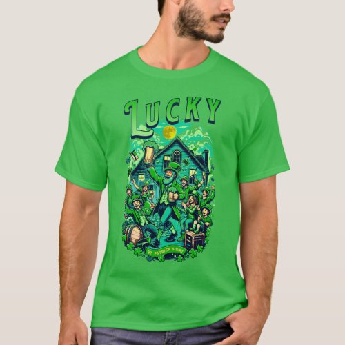Lucky St Patricks Day Beer Drinking Pub Party  T_Shirt