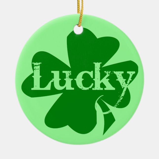 Lucky St. Patricks Day Charm Ceramic Ornament (Front)