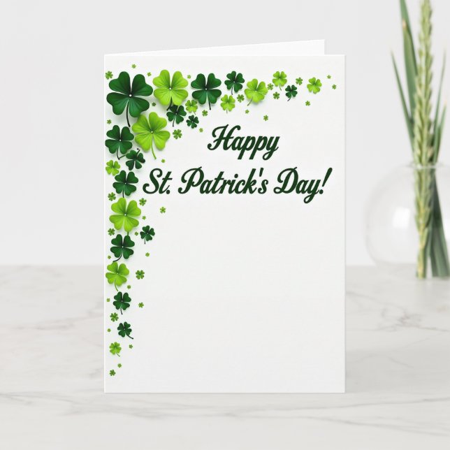 Lucky St Patricks Day Clover Card (Front)