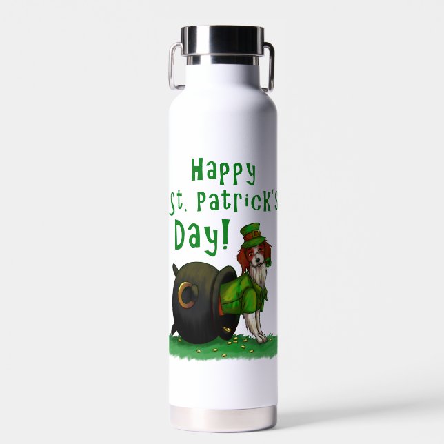 Lucky St. Patrick's Day Dog Water Bottle (Front)