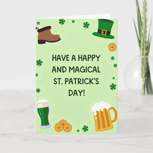 Lucky St Patricks Day Faux Gold Card (Front)