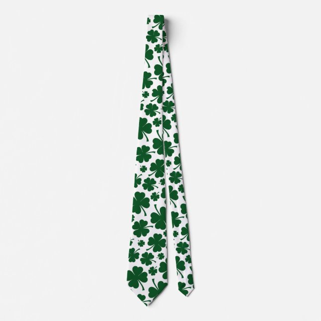 Lucky St. Patricks Day Four Leaf Clover  Neck Tie (Front)