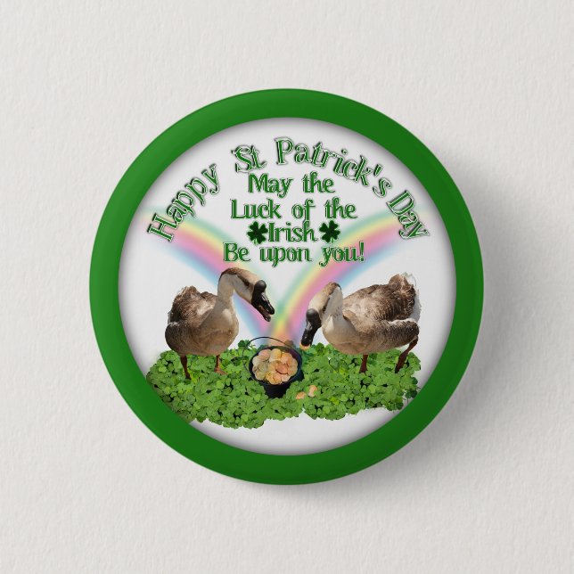 Lucky St. Patrick's Day Geese Pinback Button (Front)