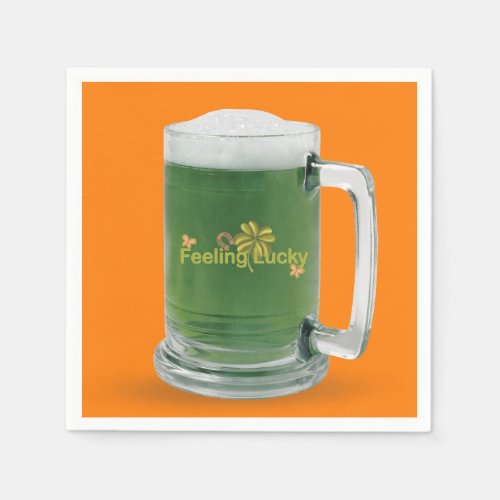 Lucky St Patricks Day Green Beer Napkins