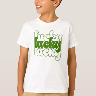 Lucky St Patrick's Day Green Retro 70's Boy's Kids T-Shirt