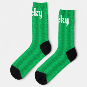 Lucky St. Patrick's Day Green Shamrock Pattern Socks