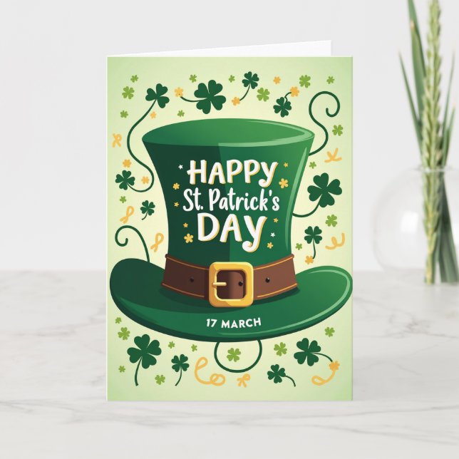 Lucky St Patricks Day Hat Card (Front)