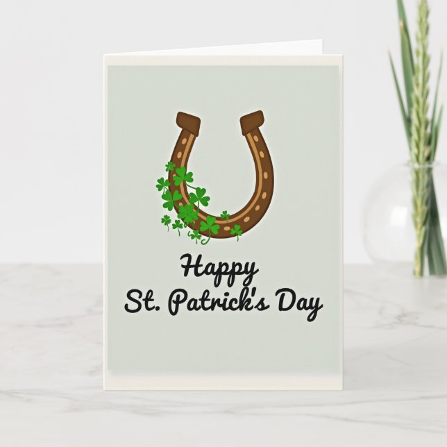 Lucky St Patricks Day Horseshoe Card (Front)
