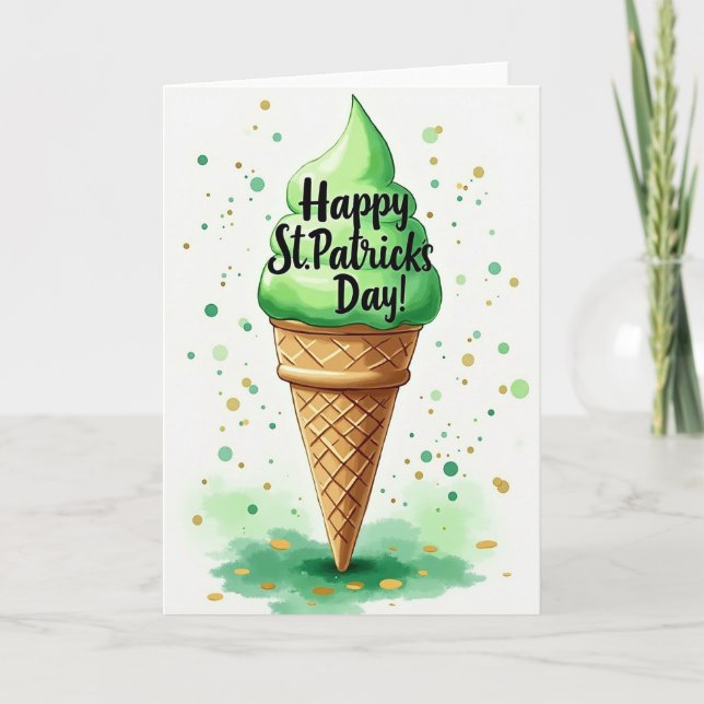Lucky St Patricks Day Ice Cream Card (Front)