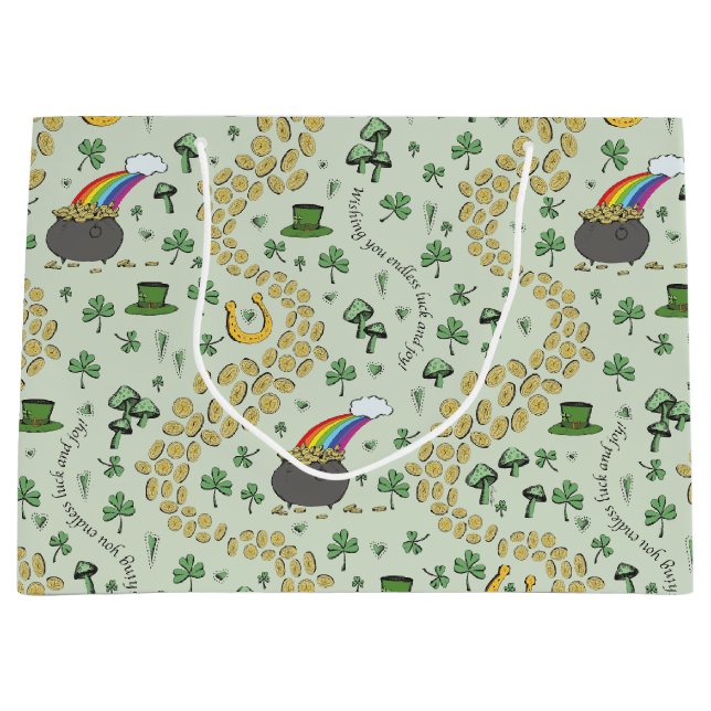 Lucky St Patricks Day Luck & Joy Large Gift Bag (Front)