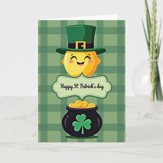 Lucky St Patricks Day Mascot Card (Front)