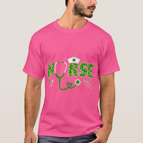 Lucky St Patricks day nurse in clinic or hospital T_Shirt