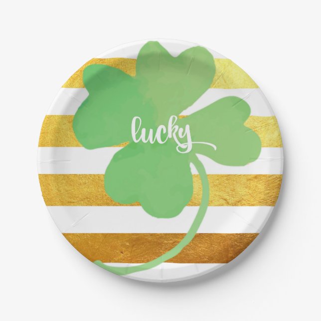 Lucky St Patrick's Day Paper Plates (Front)