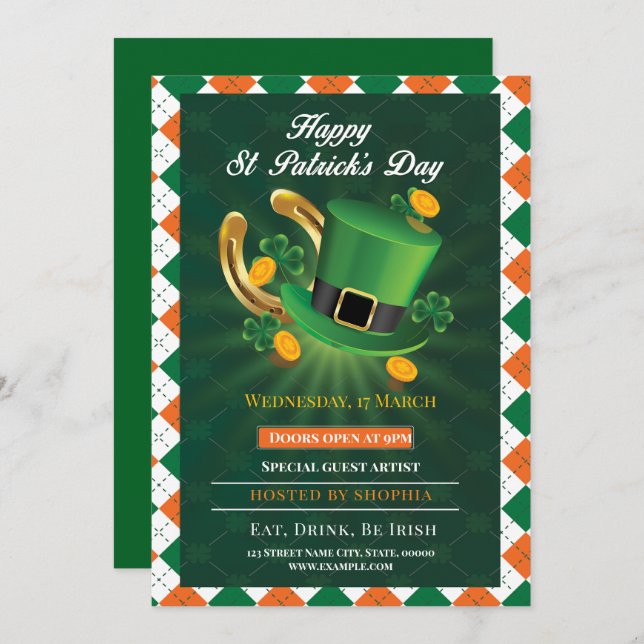 Lucky St. Patrick's Day Party Invitation (Front/Back)