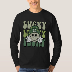 Lucky St Patricks Day Retro Groovy Lucky Smile Mem T-Shirt