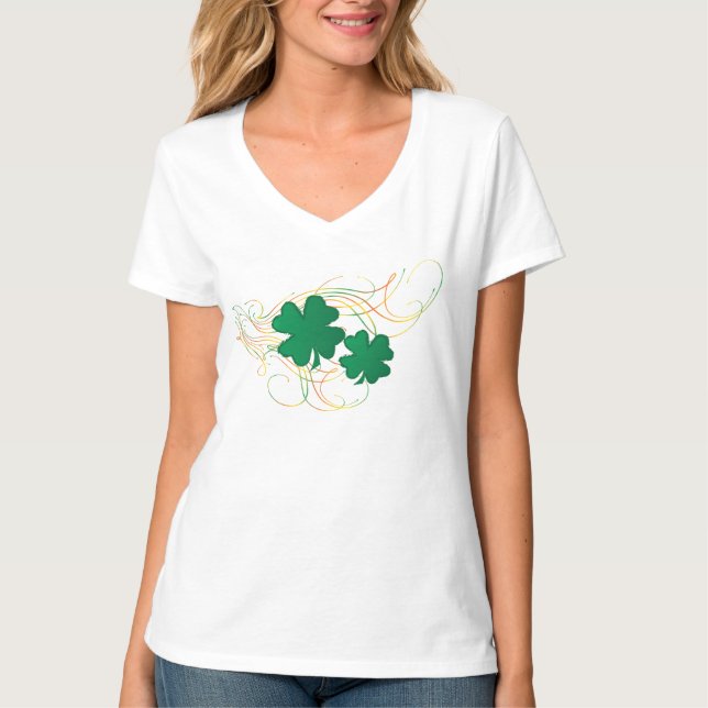 Lucky 🍀 St. Patrick's Day Shamrock Clovers T-Shirt (Front)