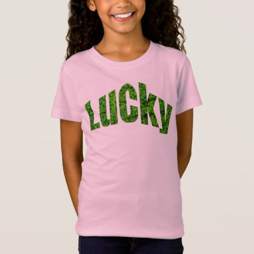 Lucky St Patricks Day Shamrock Girls T_Shirt