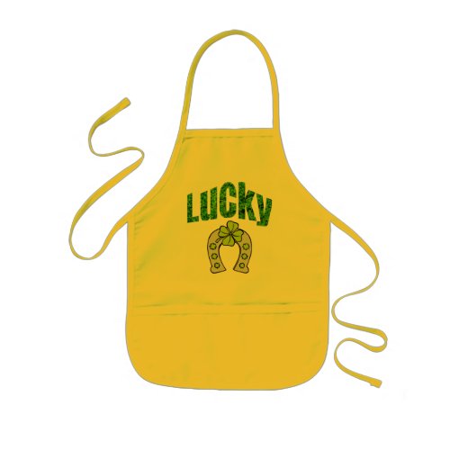 Lucky St Patricks Day Shamrock Kitchen Kids Apron