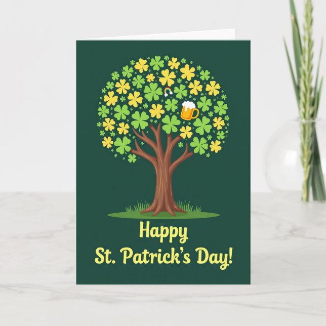 Lucky St Patricks Day Tree Card (Front)