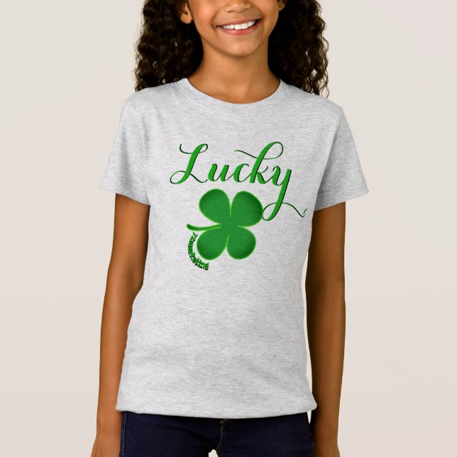 LUCKY ST. PATRICK'S DAY TSHIRT girl top irish (Front)