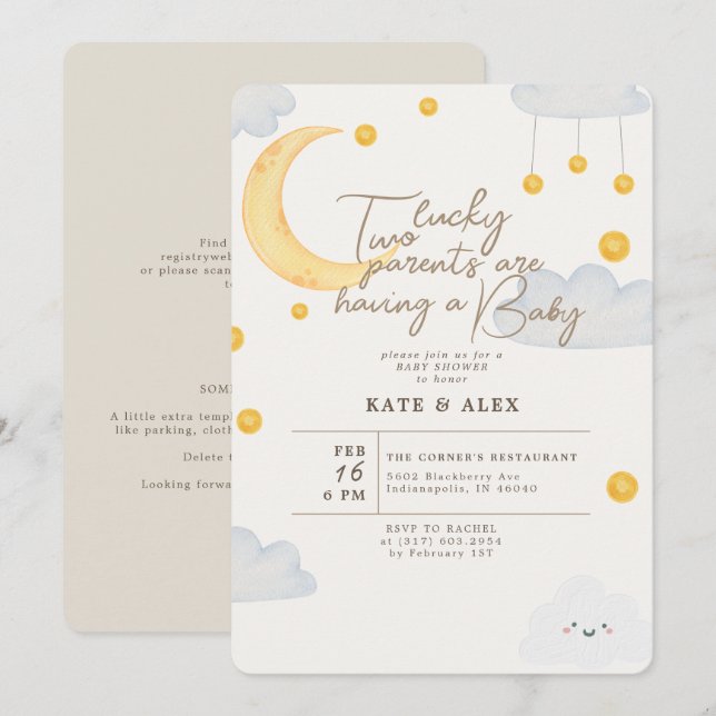 Lucky St Patrick's Gender Neutral Baby Shower  Invitation (Front/Back)