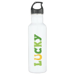 Lucky St. Patrick's Theme Green and Gold Stainless Steel Water Bottle