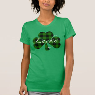 Lucky St. Patty’s Shamrocks green plaid T-Shirt