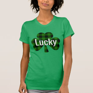 Lucky St. Patty’s Shamrocks   green plaid T-Shirt