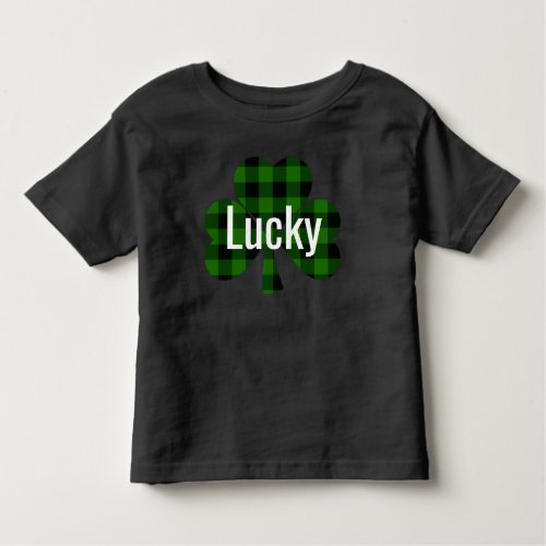Lucky St Pattys Shamrocks  green plaid Toddler T_shirt