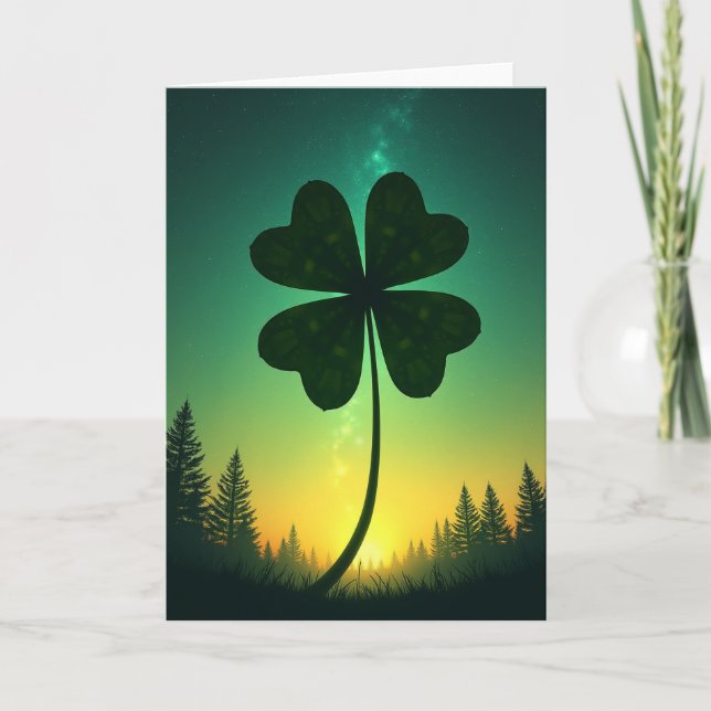 Lucky Starry Night Clover Card (Front)