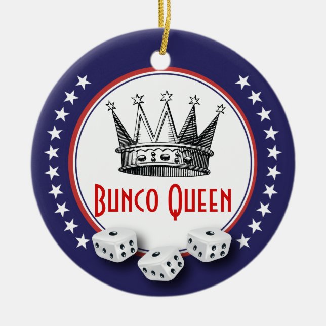 Lucky Stars Bunco Queen Ceramic Ornament (Front)