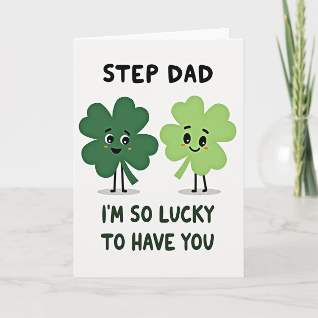 Lucky Step Dad Clover Art Card (Front)