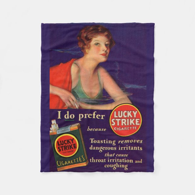Lucky Strikes 1920s cigarette ad Fleece Blanket (Front)