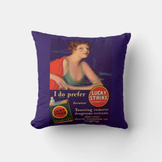 Lucky Strikes 1920s cigarette ad Throw Pillow
