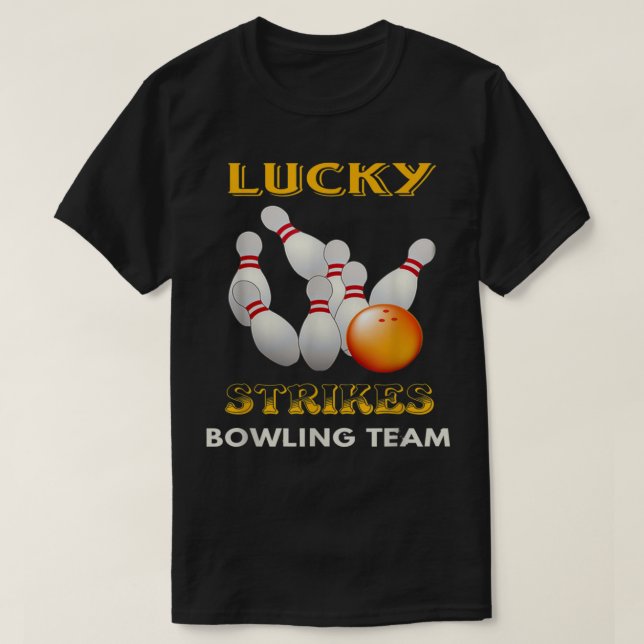 Lucky Strikes Bowling Team Retro Men Women Youth 3 T-Shirt (Design Front)