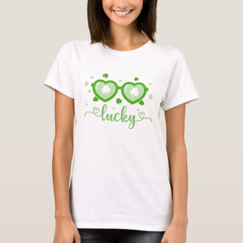 Lucky Sun Glasses Shamroch St Patricks Day T_Shirt