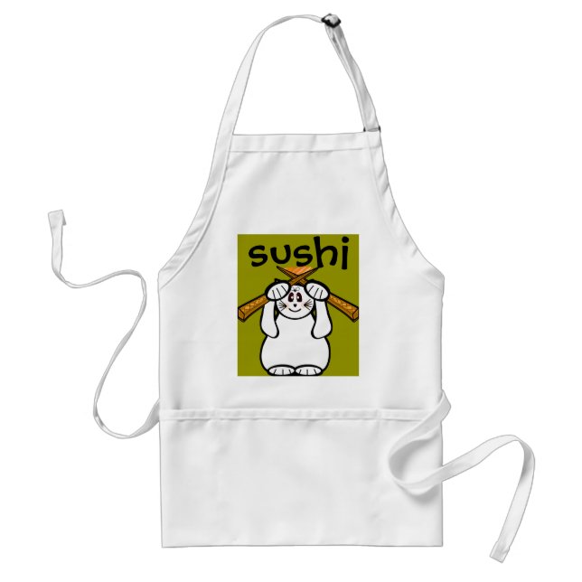 Lucky Sushi Cat Adult Apron (Front)