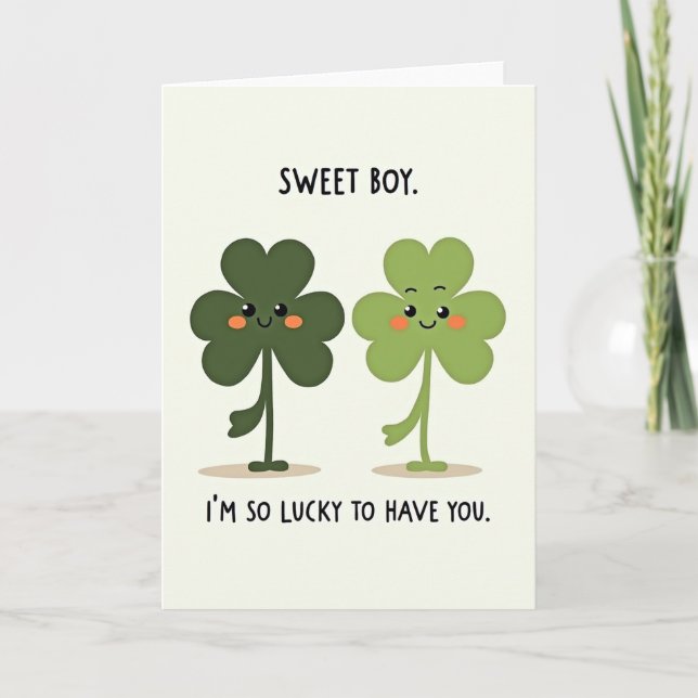 Lucky Sweet Boy Love You Card (Front)
