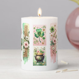 Lucky Symbols, St. Patrick's Day Pillar Candle