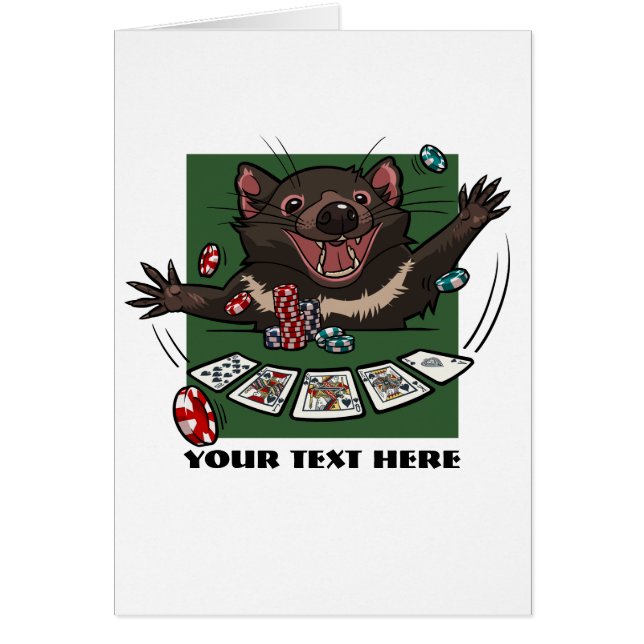 Lucky Tasmanian Devil Royal Flush Poker Cartoon (Front)