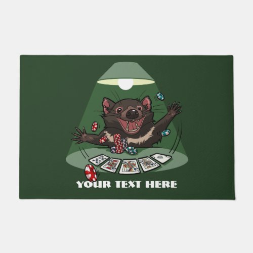 Lucky Tasmanian Devil Royal Flush Poker Cartoon Doormat